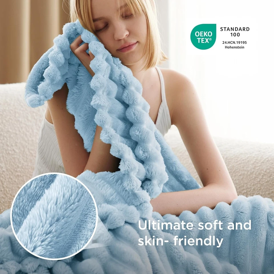 Manta polar azul suave moderna Bedsure 50 X 60 suave ligera transpirable Foto 2 de 4