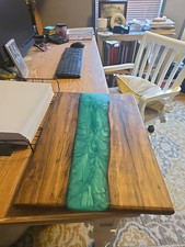Custom Made Spalted Black Walnut Emerald Green Expoxy Cutting Board 12x16.5x1"