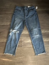 Old Navy Extra High Rise Sky Hi Straight Leg Distressed Jeans 14 NWT