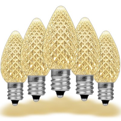 25 Pack C7 LED Outdoor Christmas Replacement Bulbs, C7/E12 Base