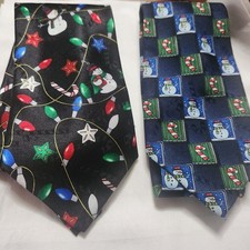 HALLMARK Christmas Snomwan Necktie Mens Ties  Lot of 2 VTG