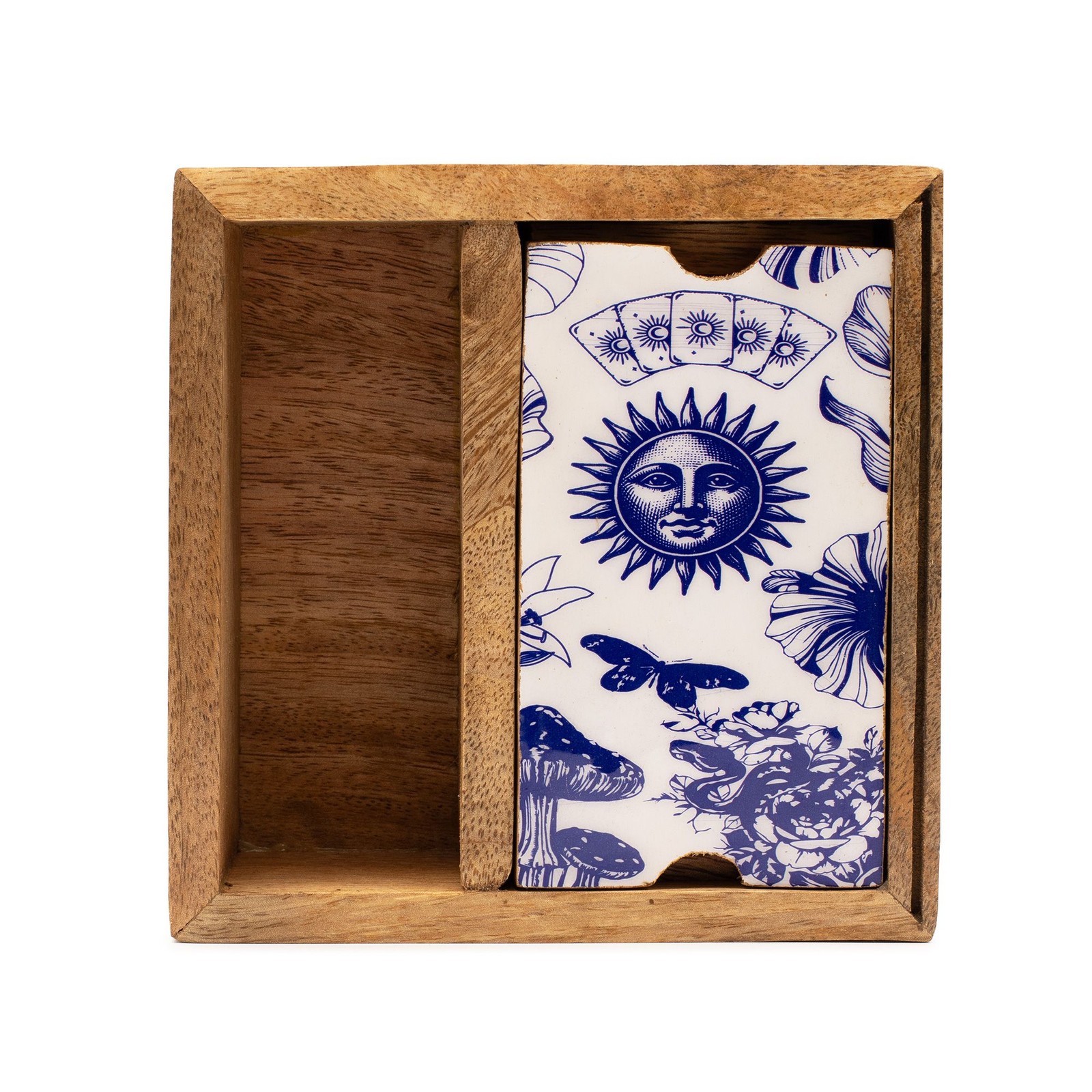 Two Section Tarot Card Box with Card Holder, Triple Moon Symbol, Oracle Deck