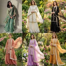 Eid Special Faux Fancy Silk Ready To Wear Kurta Palazzo With Dupatta For Women