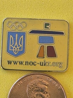 2010 Vancouver Olympic NOC Team Pin Ukraine Dated W Logo