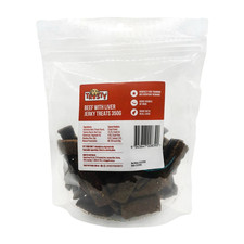 Trusty 350g Beef & Liver Jerky Dog Treats Natural High Protein Training Reward.