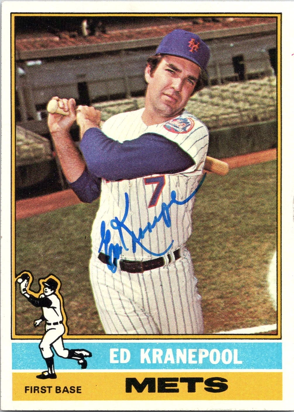 Ed Kranepool Signed 1976 Topps New York Mets #314 Autographed