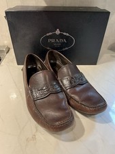 PRADA Men’s Loafers Shoes - Size 9 - Brown - Calf Leather and Crocodile