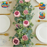 KüNstliche Blumengirlande Eukalyptus Pfingstrose Rosa Dekoration FüR Hochzeit