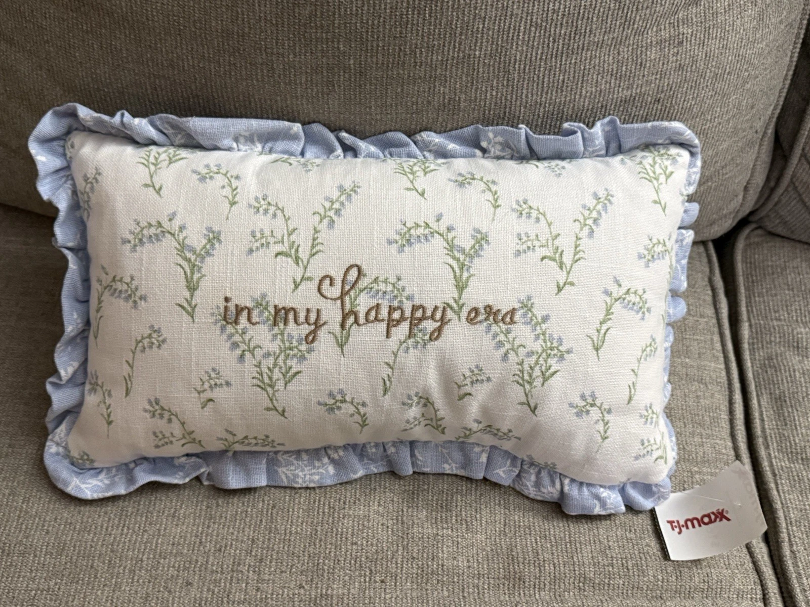 ‘In My Happy Era’ Embroidered Pillow NWT Zip Cover