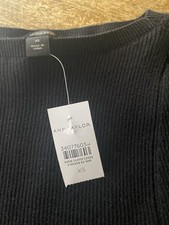 Ann Taylor Black Ribbed Knit Long-Sleeve Sweater XS Cotton Blend