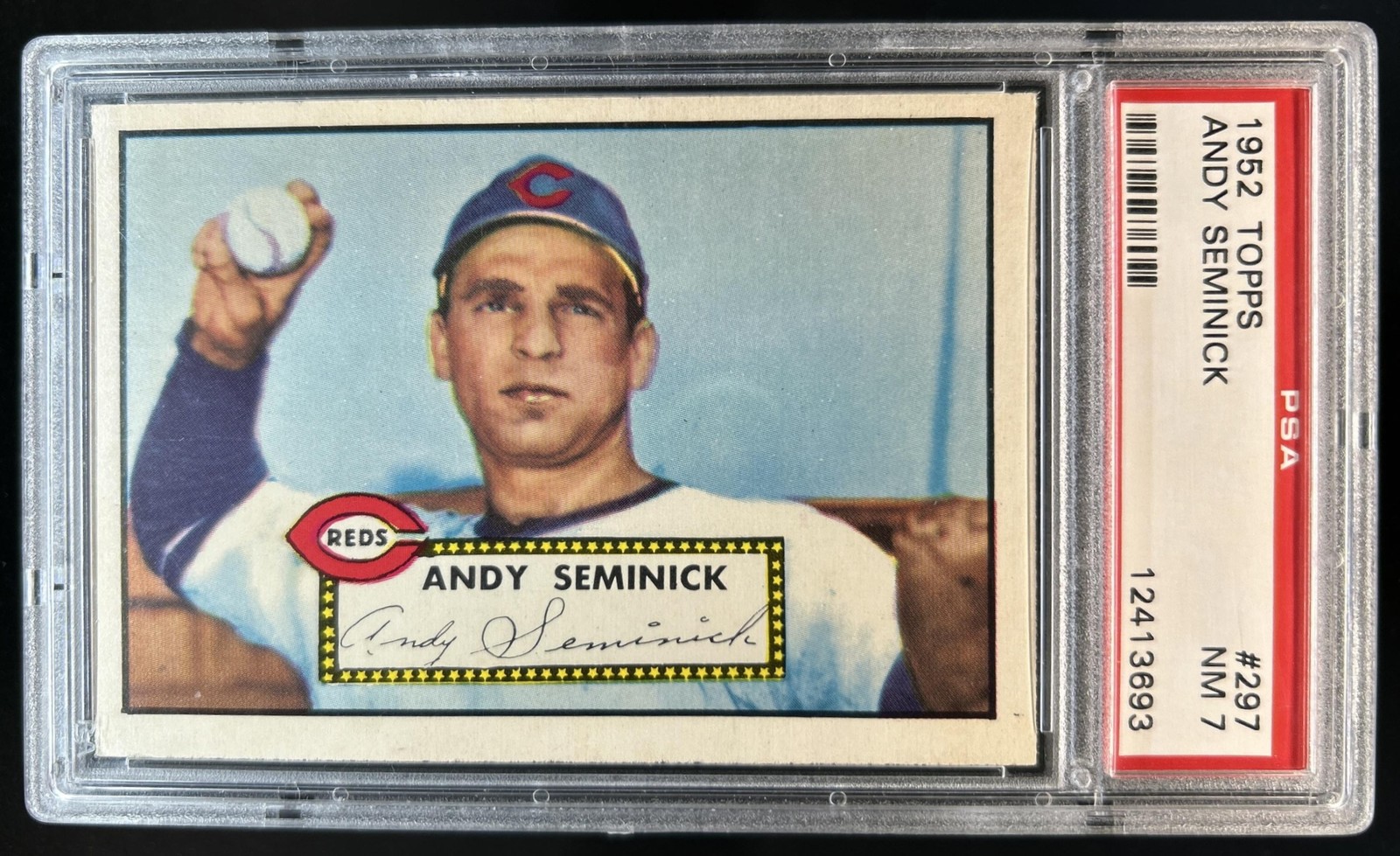 1952 Topps Andy Seminick #297 Reds PSA 7 view 1