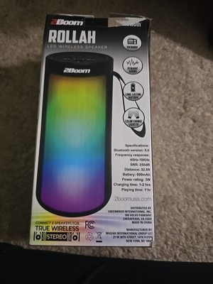 2Boom Rollah Led Wireless Speaker  Changing Bluetooth Open Box