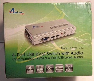 NEW Sealed Airlink101 4-Port USB KVM Switch with Audio AKVM-U42 NEW SEALED 