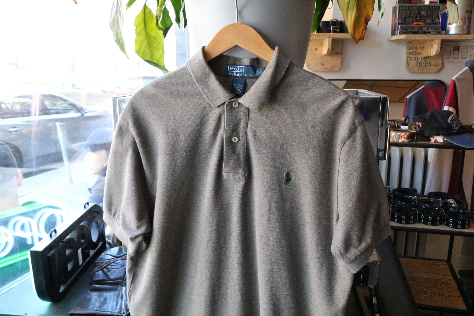 Polo-Ralph-Lauren polo shirt | Vintage 2000s heather grey pique with green pony