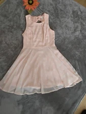 Sans Souci Dress Women's S Pink  Polka Dot Fit & Flare Round Neck Zip