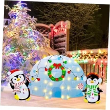 3 Pcs Lighted Christmas Igloo Penguins Decorations 2D North Pole Ice House 2 