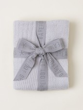 Barefoot Dreams CozyChic Lite Ribbed Baby Blanket Oyster Open New