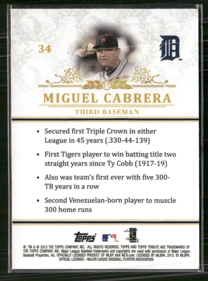 2013 Topps Tribute #34 Miguel Cabrera - Image 2 of 2
