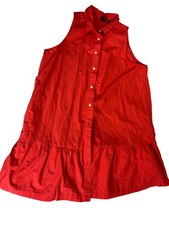 Gap Shirt Dress Women XL Orange Pockets Sleeveless Collared Button Up Peplum Hem