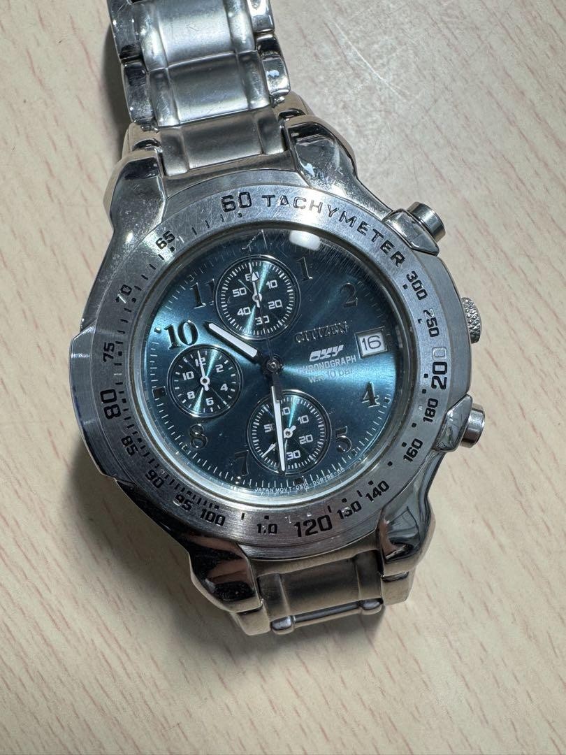 Citizen Eco-Drive Chronograph Blue Dial Stainless Steel Watch Pre-Owned