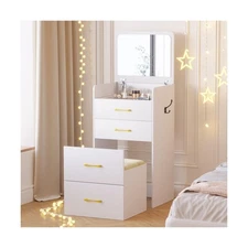 Gurexl 3 in 1 Vanity Desk with Flip Top Mirror for Bedroom,Small Compact Vani...