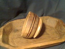 Two Carved Burl Wood Bowls/ Basket Rustic Bread Basket signed 8 x 14