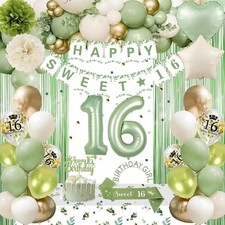 Sweet 16 Party Decorations, Sage Green 16th Birthday Decorations for Girls Sw...
