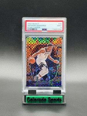 ANTHONY EDWARDS 2022-23 Panini Select #46 Plaid Copper Prizm 22/49 PSA 9 Mint