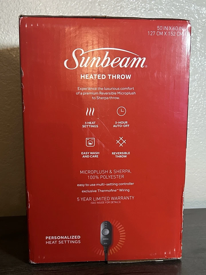 Lanzamiento térmico Sunbeam - 50 pulgadas x 60 pulgadas (127 CM x 152 CM) azul marino/a cuadros Foto 4 de 4