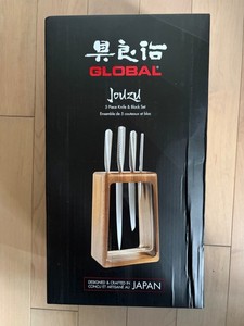Global Jouzu Ensemble de blocs de couteaux avec fenêtre en acrylique clair, 5-pc