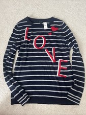 NWT Talbots XS LOVE Blue white Striped Thin Women  s Sweater Cotton Blend