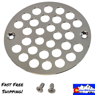 4'' OD Polished Chrome Brass Shower Drain Cover Round Strainer 3-3/8'' C To C