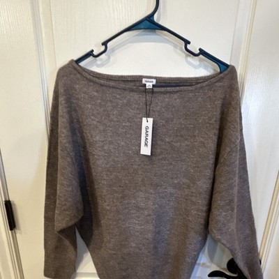 Garage Women's Off Shoulder Pullover Sweater Hazelnut Melange P/S Long Sleeve