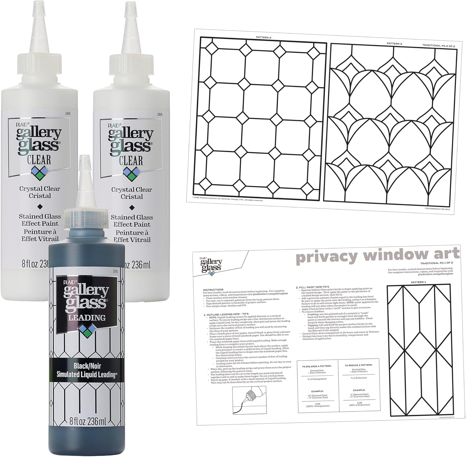 Privacy Window PROMOGGPW22, Stained Glass Pattern Pack for DIY Arts and Crafts,