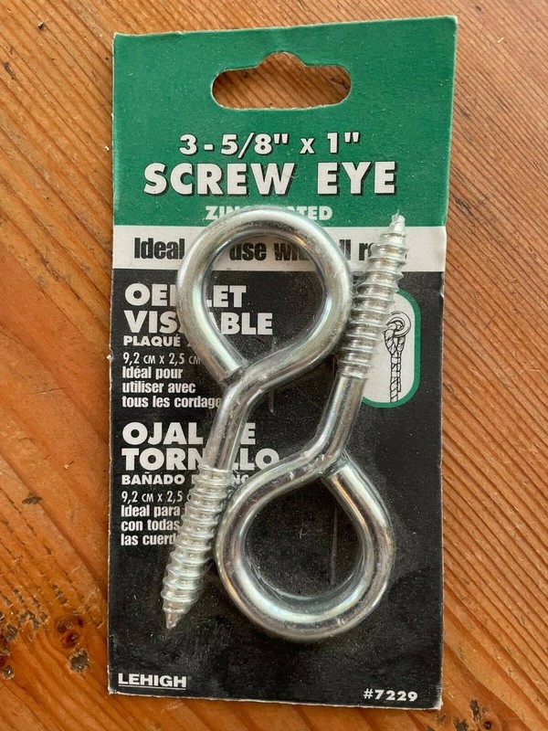 Package of (2) LEHIGH Brand All Purpose Screw Eye Hooks ~ 3 5/8"  x 1" ~ #7229