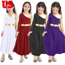 Kid Metallic Liturgical Praise Dance Dress Costume Lyrical Worship Dancewear