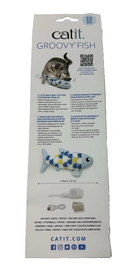 Catit Groovy Fish Cat Toy Motion Activated with Catnip Blue Gift New - Image 2 of 4
