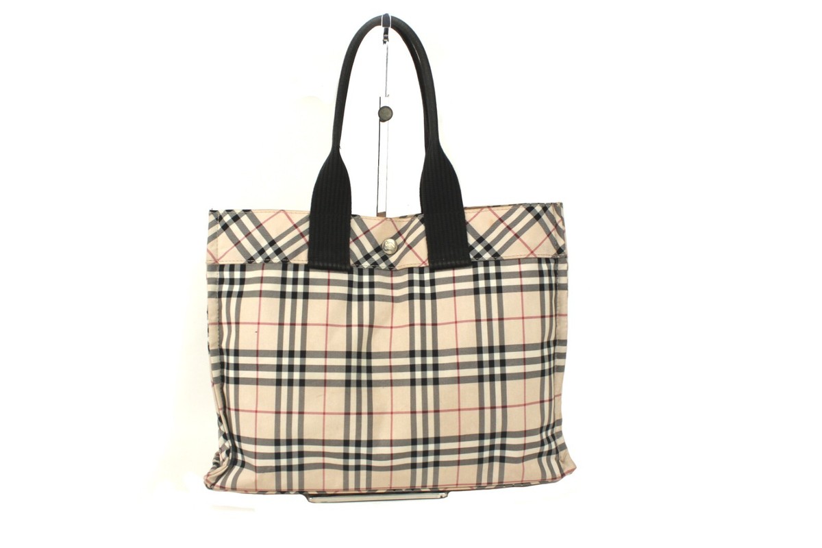 Burberry London Blue Label Beige Nova Check Tote Hand Bag Burberry London Blue Label Beige Nova Check Tote Hand Bag