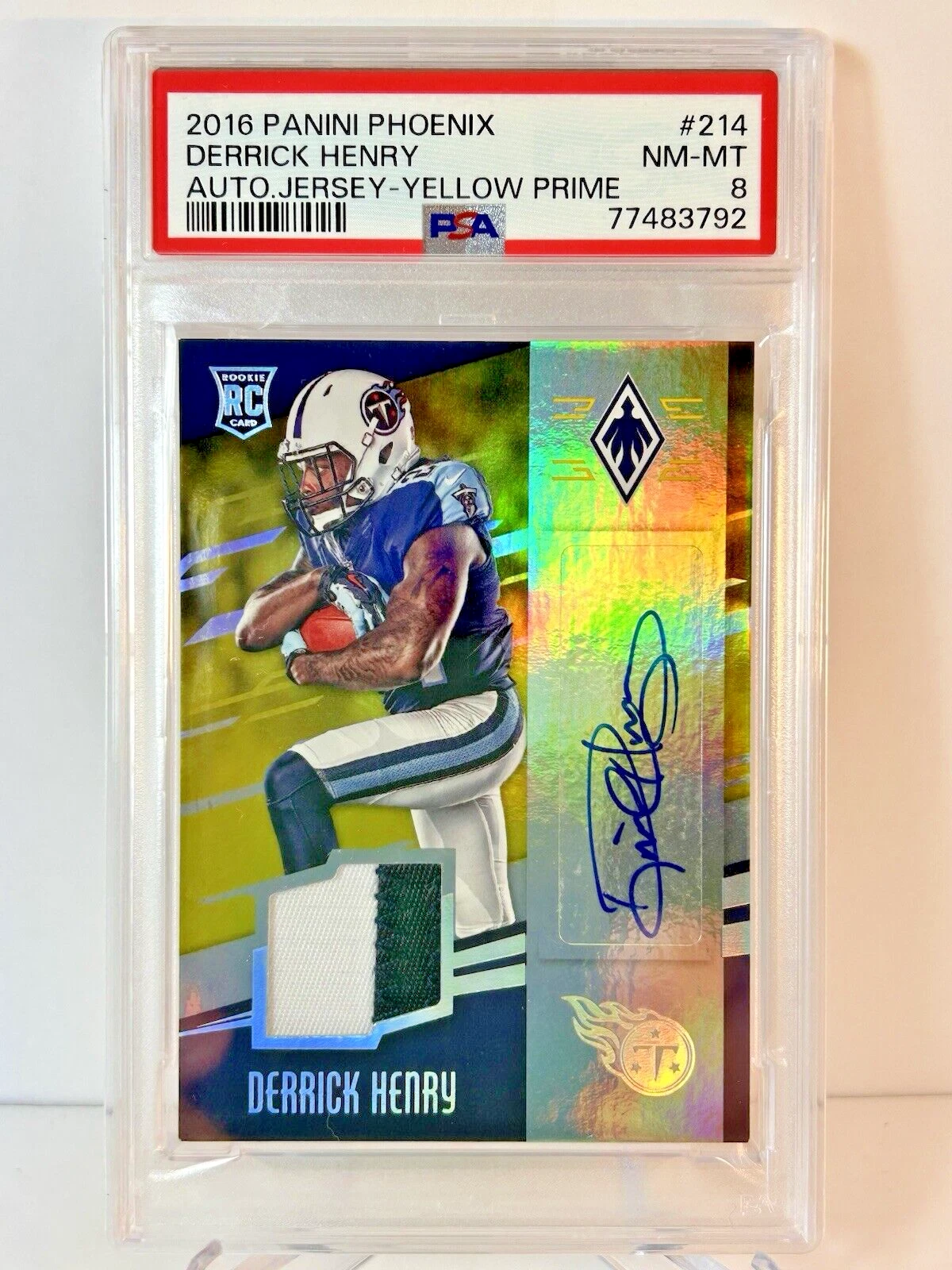 Derrick Henry Panini Phoenix #214 Autograph Jersey-Yellow Prime