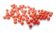 50pcs Vintage Dark Coral Acrylic 3.50mm. Round No Hole Bead Ballotini Balls 806A