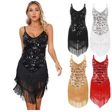 Womens Dancewear Sleeveless Dress Ballroom Dance Flapper Competition Ballet