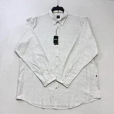 HUGO BOSS Men LS Dress Shirt 2XL Open White Liam Kent Geometric NWT $138