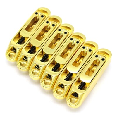 Heavy-duty Individual Bass Bridge Saddles 6 Strings Bass Bridge Tailpiece Gold