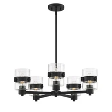 Designers Fountain D222M-5CH Midnight LA 5 Light 9"W Chandelier - Black Luxury