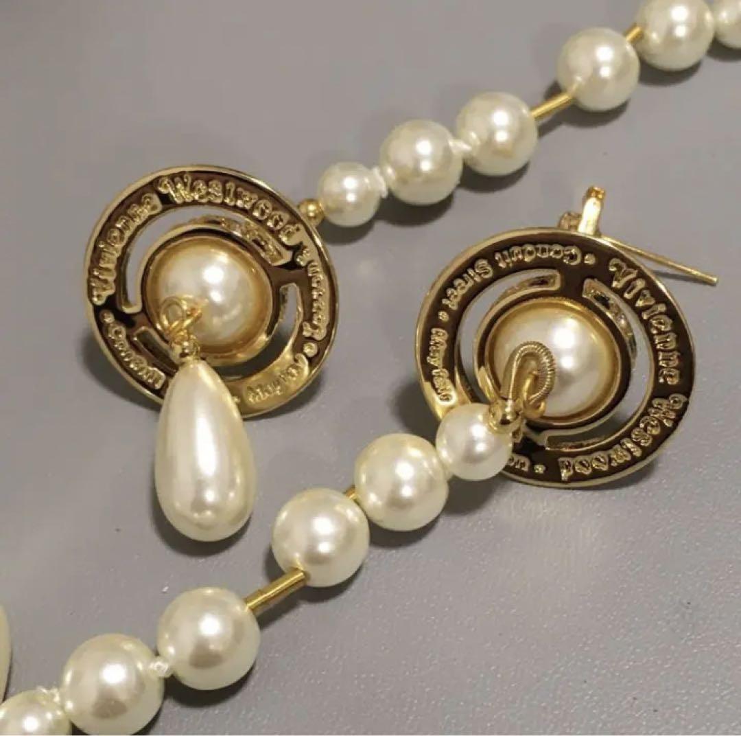 Vivienne Westwood Pierced Earrings Broken Pearl Gold w