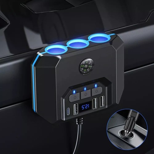 Auto KfZ Adapter Dose Zigarettenanzünder Verteiler mit 12V/24V LED Steckdose USB - Bild 19 von 20