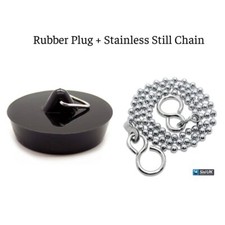 Chrome Metal Bathroom Bath Plug and 12 ", 18" Chain HEAVY DUTY BRASS 1 3/4"