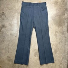 Vintage 70s Trousers Flare pants blue pinstripe talon zipper western