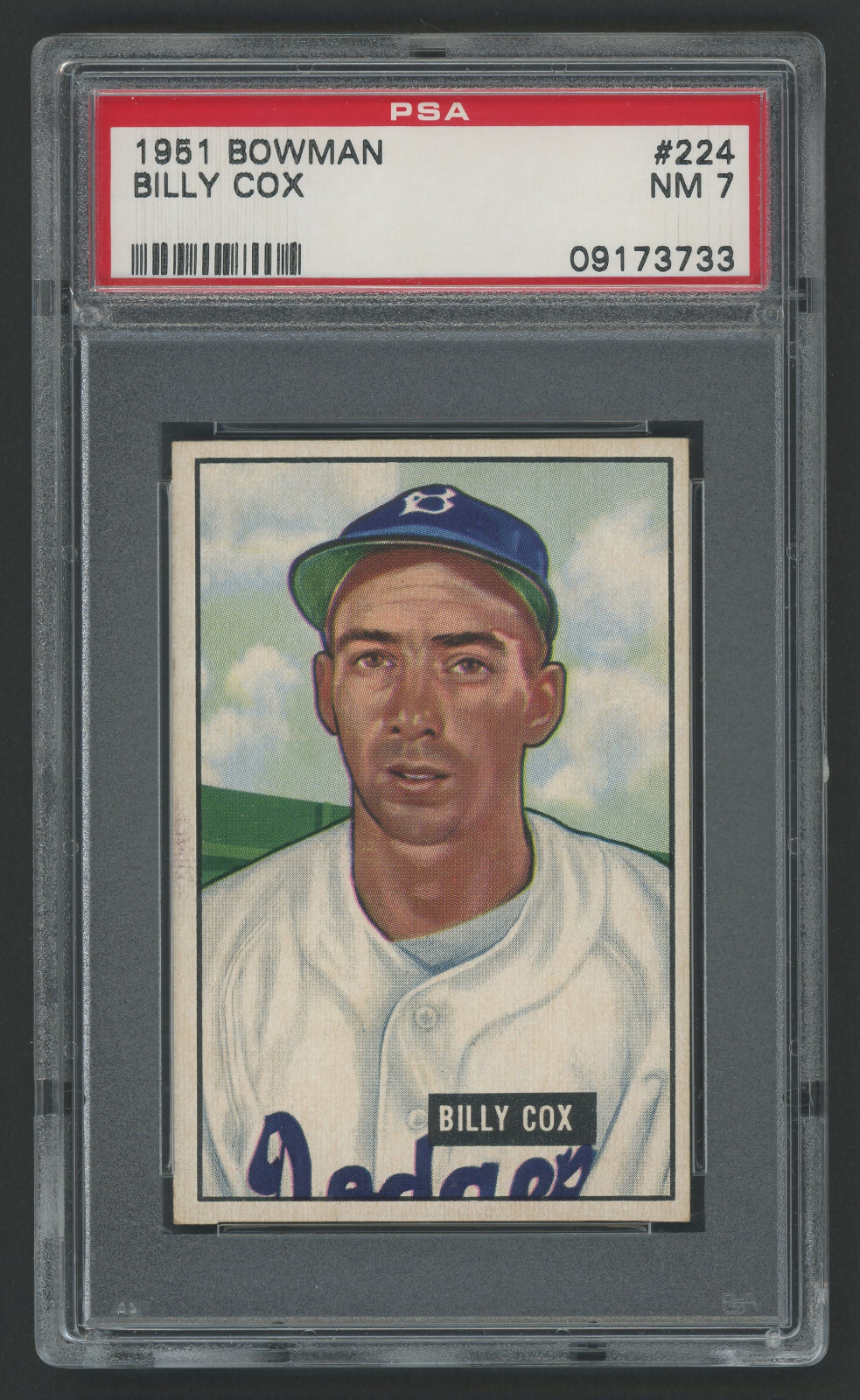 1951 Bowman #224 Billy Cox PSA 7 Brooklyn Dodgers Vintage Baseball Card
