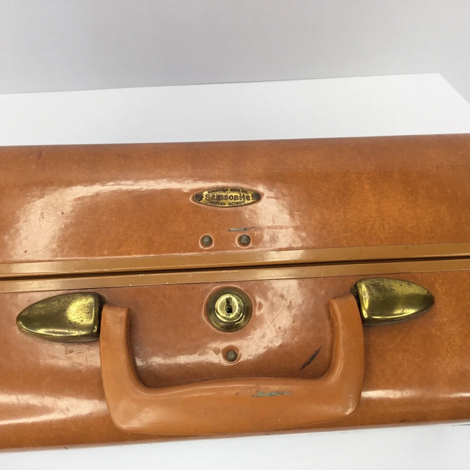Shwayder Bros. Samsonite O' Nite Regular Suitcase Saddle Tan Detroit Tag 21.50” - Image 4 of 4